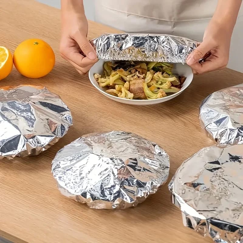 Set 10/100 Màng Bọc Giấy Bạc Bọc Bát Đĩa Cách Nhiệt Giữ Ấm Thực Phẩm Tiện Lợi