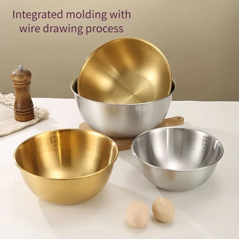 Bộ 3 Thau Trộn Inox Cao Cấp Đựng Salad Nhào Bột Tiện Lợi Cho Nhà Bếp