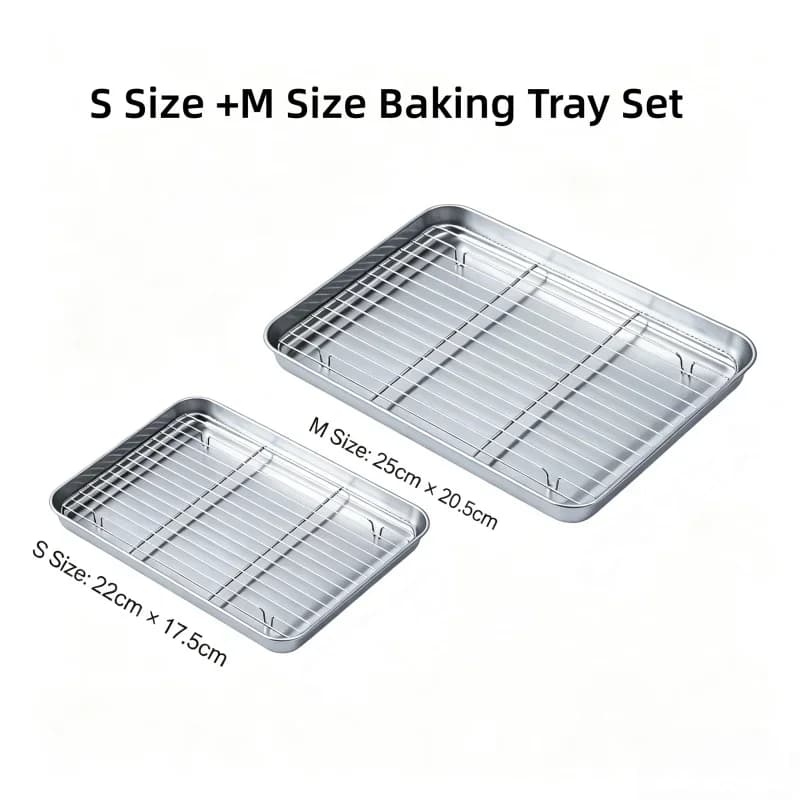 Khay nướng inox kèm giá lưới đa năng cho lò nướng BBQ bánh ngọt