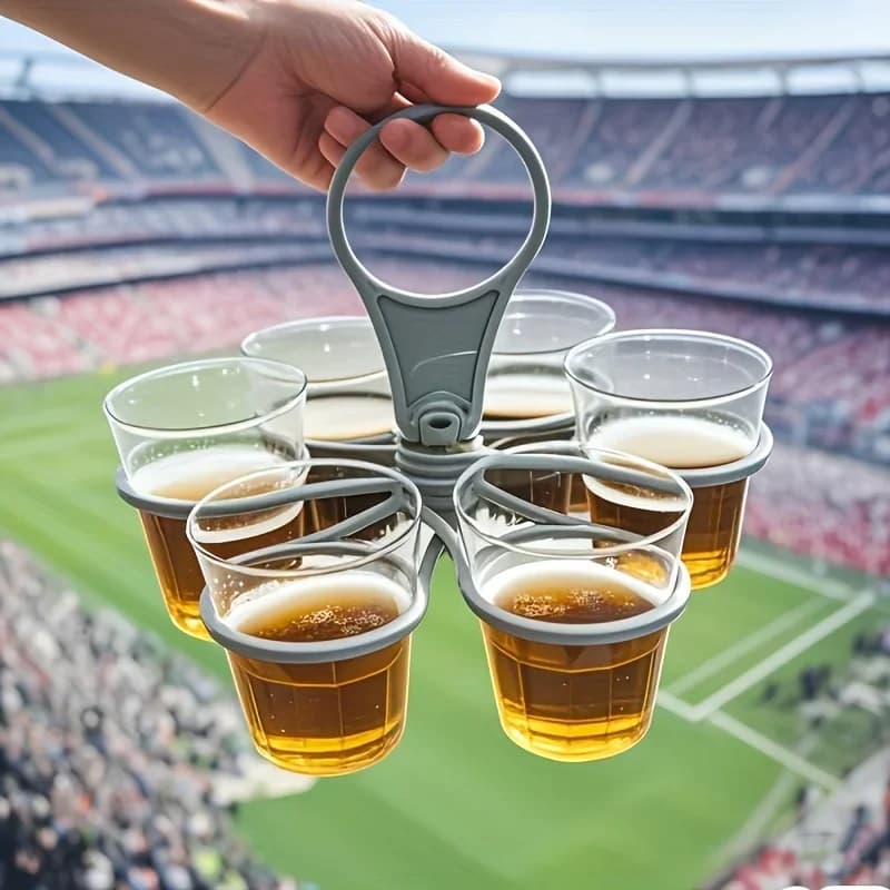 Khay đựng đồ uống 6 ngăn gấp gọn kèm quai xách mang đi dã ngoại tiện lợi (1/2 cái)