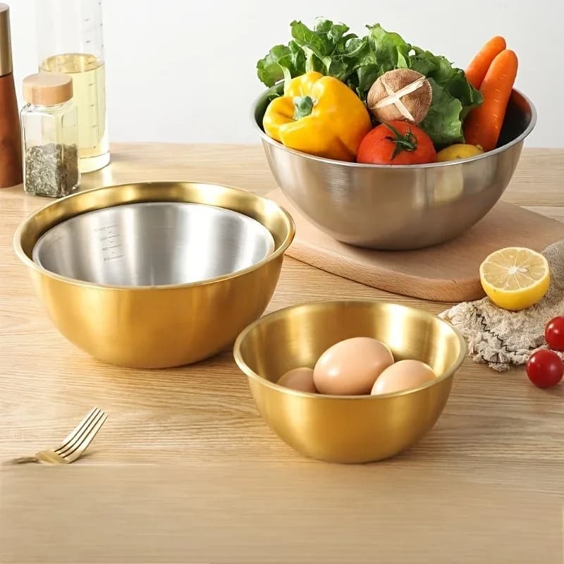 Bộ 3 Thau Trộn Inox Cao Cấp Đựng Salad Nhào Bột Tiện Lợi Cho Nhà Bếp