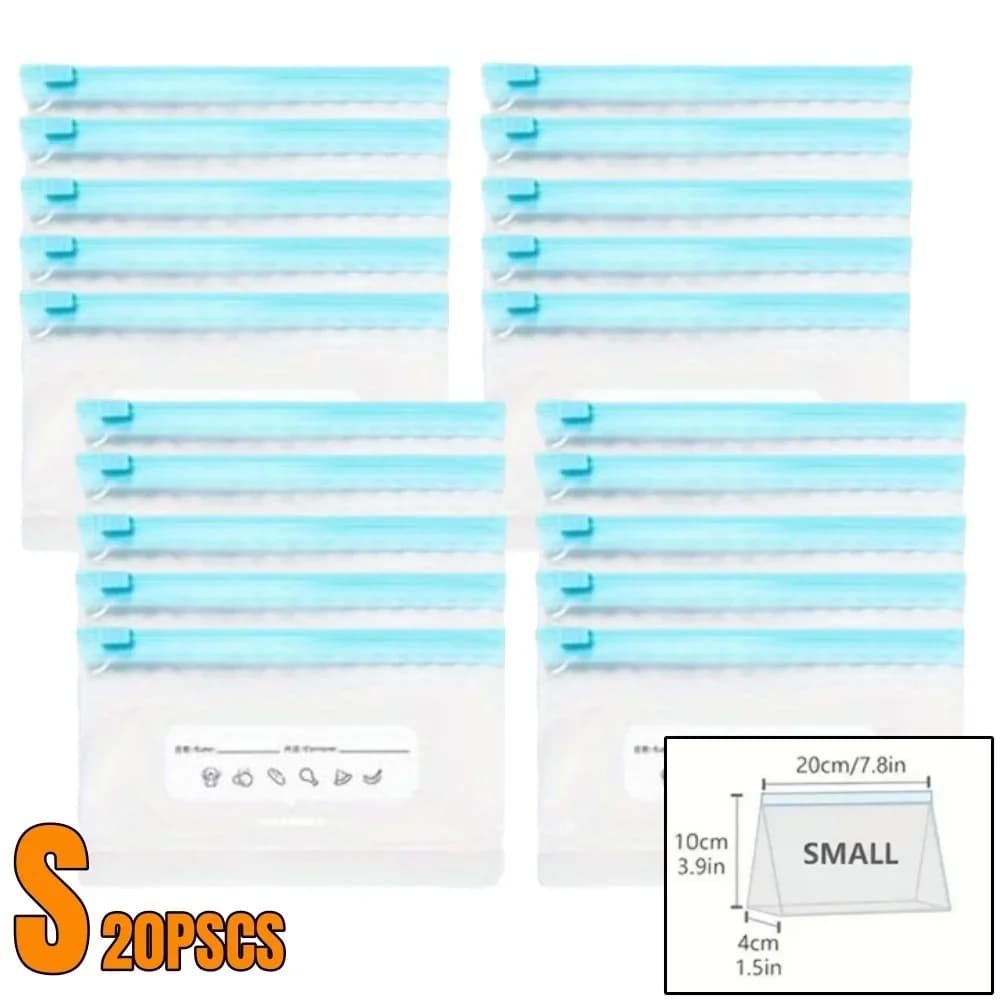 Set 10-90 túi zip bảo quản thực phẩm tươi sống chống rò rỉ trữ đông rau củ quả hạt thịt