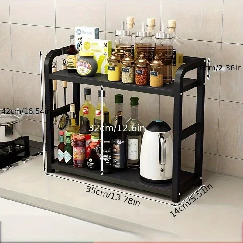 Kệ Kim Loại Để Bàn 2 Tầng Chống Gỉ Đựng Cà Phê, Ly Cốc & Gia Vị