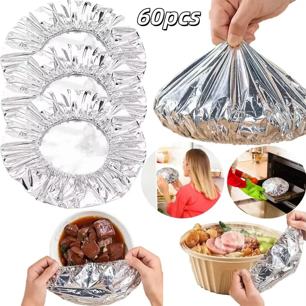Bộ 10-60 Màng Bọc Bát Giấy Nhôm Tái Sử Dụng Cách Nhiệt Giữ Nhiệt An Toàn Thực Phẩm Dùng Cho Lò Nướng Dã Ngoại