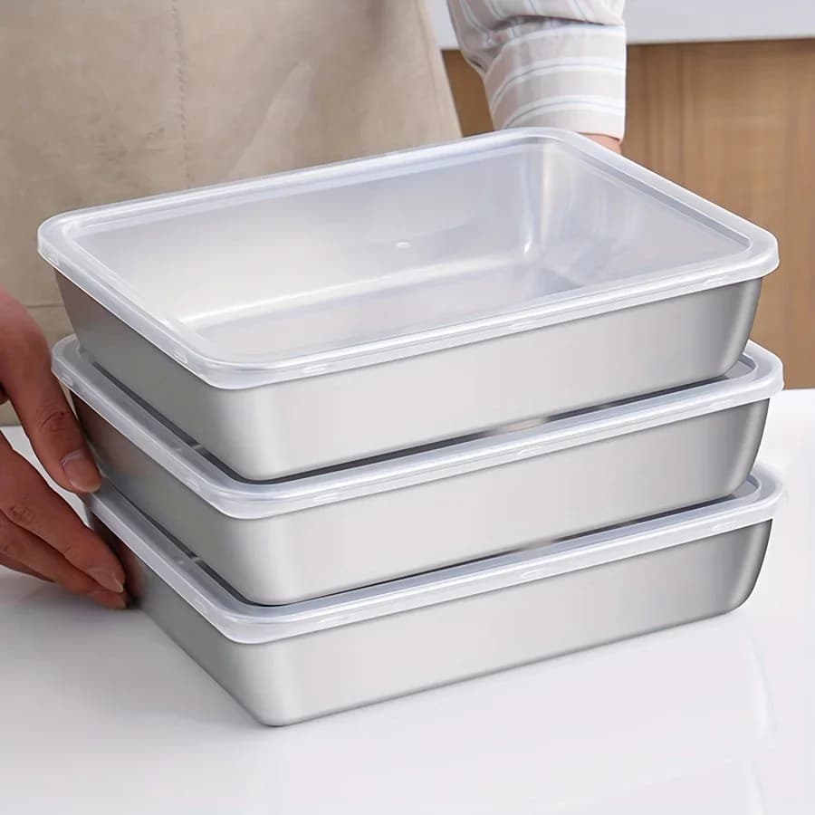 Bộ 3 Hộp Bảo Quản Thực Phẩm Inox Kín Khí Không Chứa BPA - Đựng Đồ Tủ Lạnh, Đồ Khô