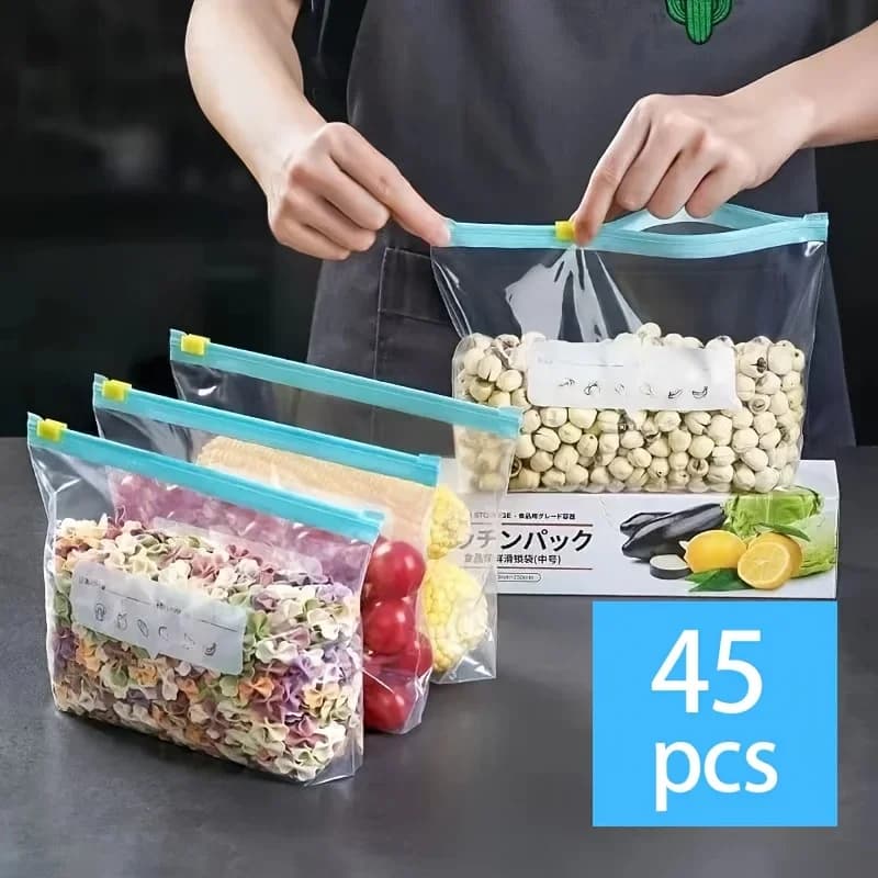 Set 10-90 túi zip bảo quản thực phẩm tươi sống chống rò rỉ trữ đông rau củ quả hạt thịt