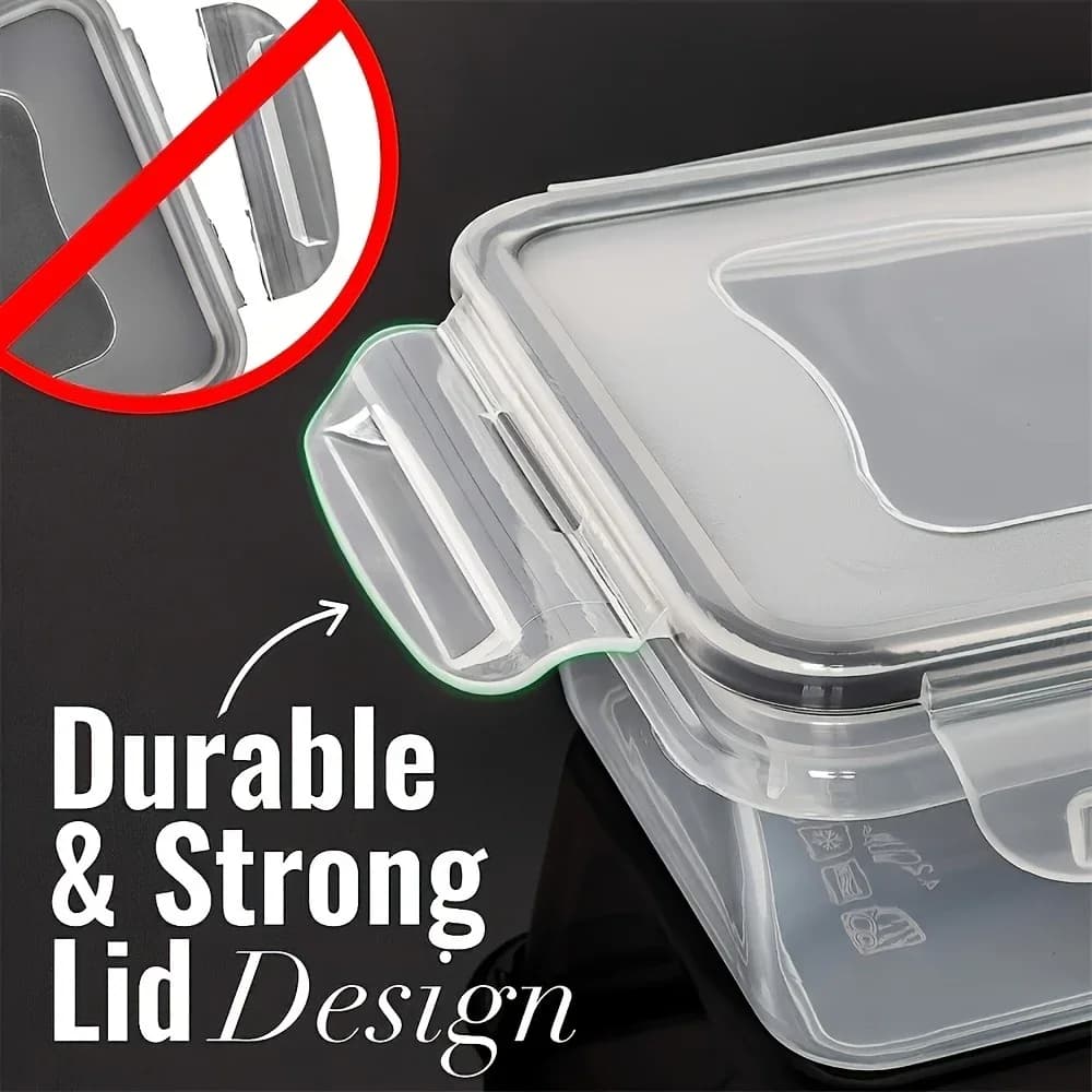 Bộ 8 hộp bảo quản thực phẩm kín khí không chứa BPA có nắp khóa - Nhựa PP dùng được cho lò vi sóng/ngăn đông đựng đồ khô/trái cây/rau củ