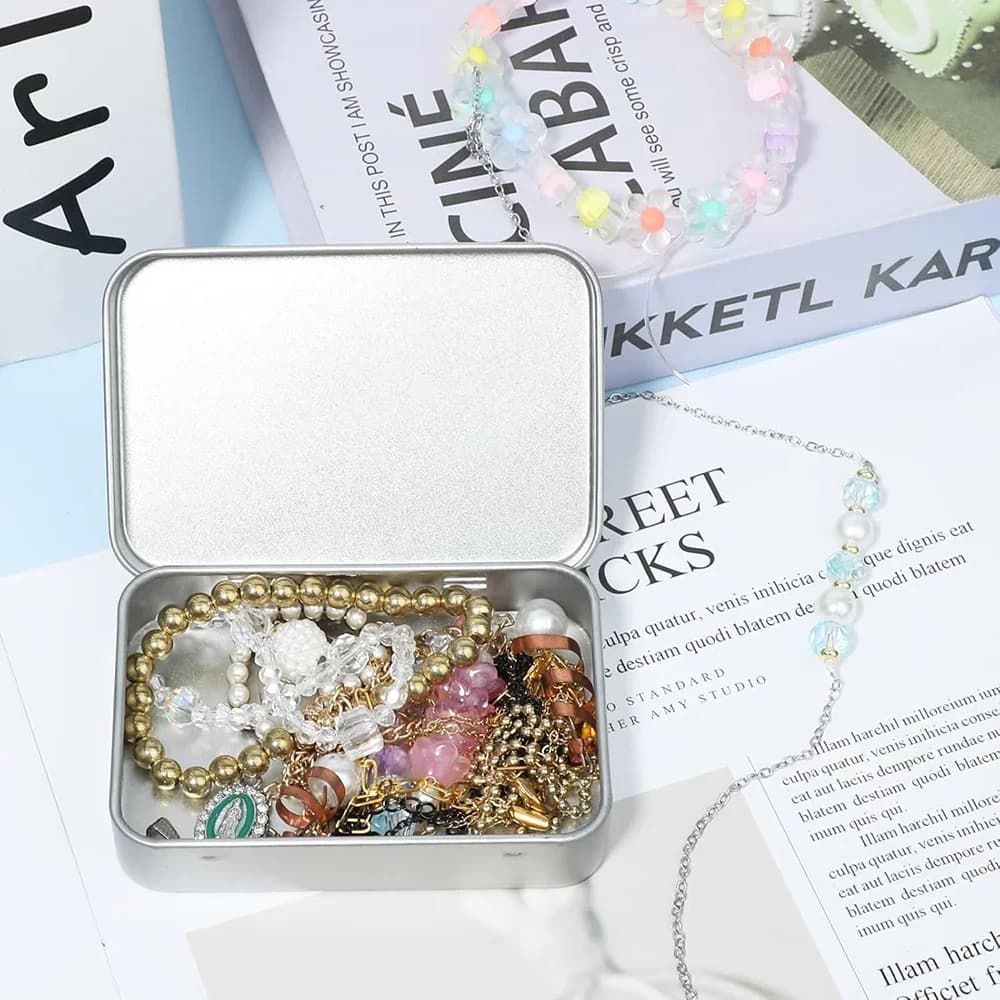 Bộ 6 Hộp Thiếc Bản Lề Mini Bằng Kim Loại Có Nắp Tiện Lợi - Đựng Kẹo, Đồ Thủ Công, Vật Dụng Nhỏ