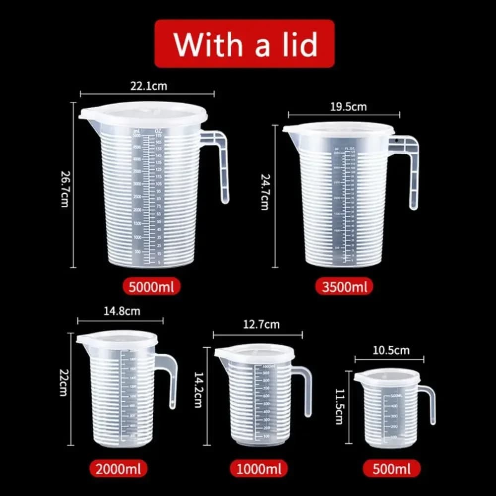 Ca đong định lượng chia vạch nhựa PC thực phẩm chịu nhiệt 100-5000ml cho nhà bếp và pha chế