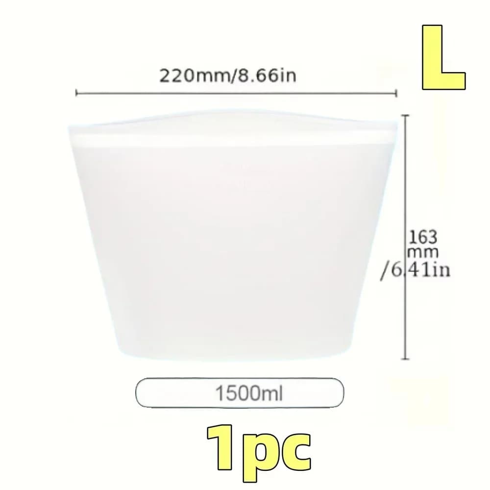 Set 1/3 Túi Silicon Đựng Thực Phẩm Ziplock Chống Rò Rỉ Bảo Quản Tủ Lạnh