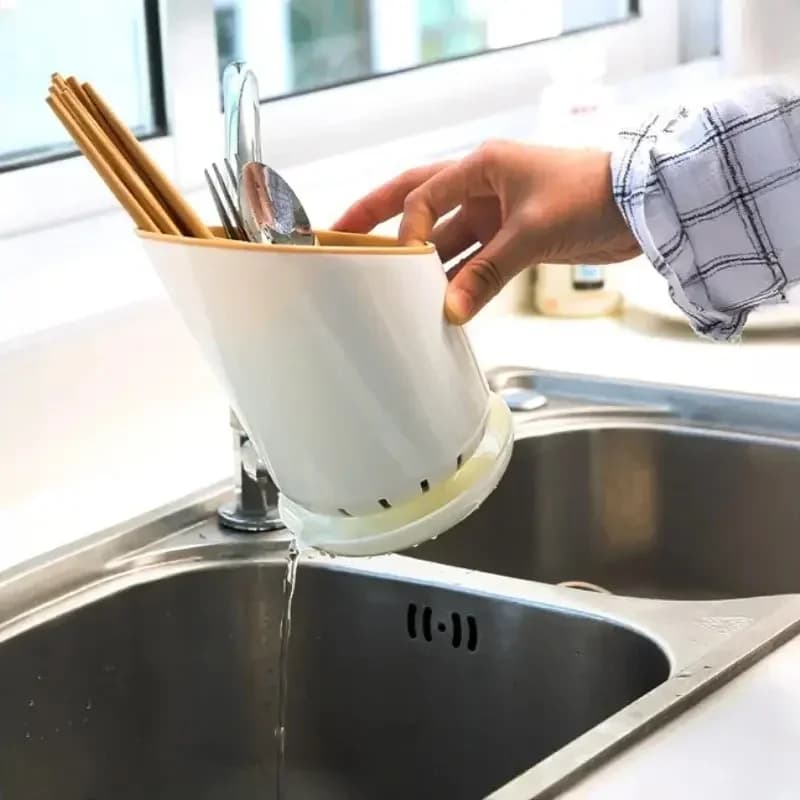 Ống Cắm Đũa Muỗng Dao Kèm Khay Hứng Nước Tiện Dụng Bằng Nhựa