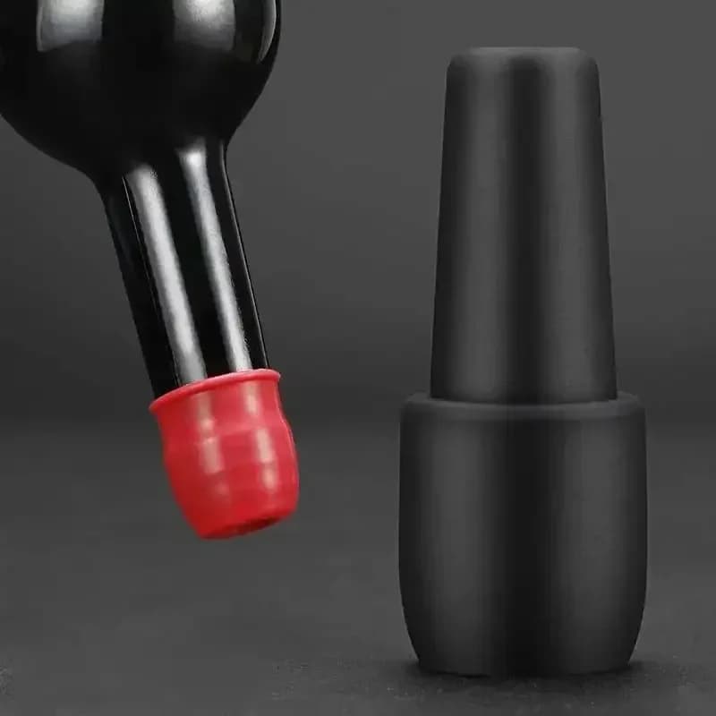 Nút đậy chai rượu vang đa năng bằng silicone mềm hai lớp gioăng kín kèm nắp