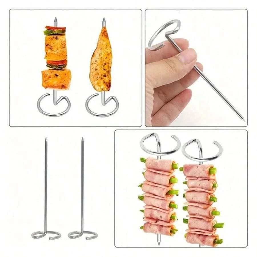 Bộ 10/20/30 Xiên Nướng BBQ Inox Tái Sử Dụng Cho Thịt Nướng Kebab Tiện Dụng