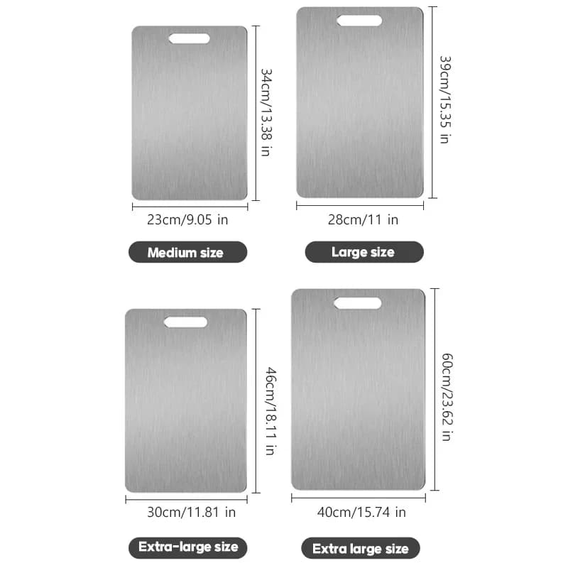 Bộ 3 thớt inox 2 mặt cao cấp - Thớt thái thịt, rau củ và nhào bột làm bếp
