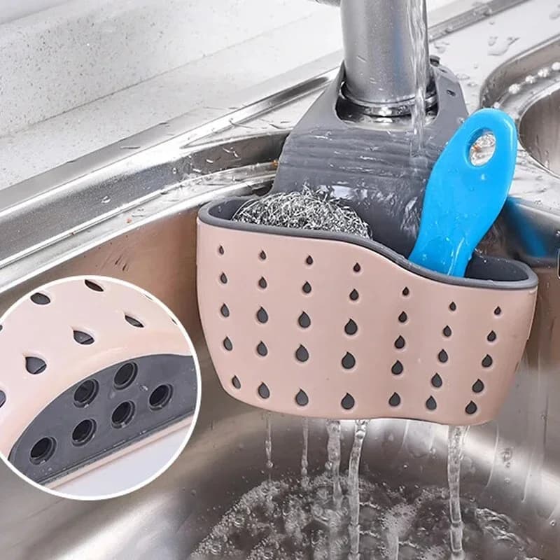 Giỏ Treo Bồn Rửa Chén Đựng Giẻ Rửa Bát & Xà Phòng Thoát Nước Tiện Lợi