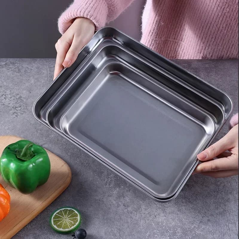 Khay nướng inox kèm giá lưới đa năng cho lò nướng BBQ bánh ngọt