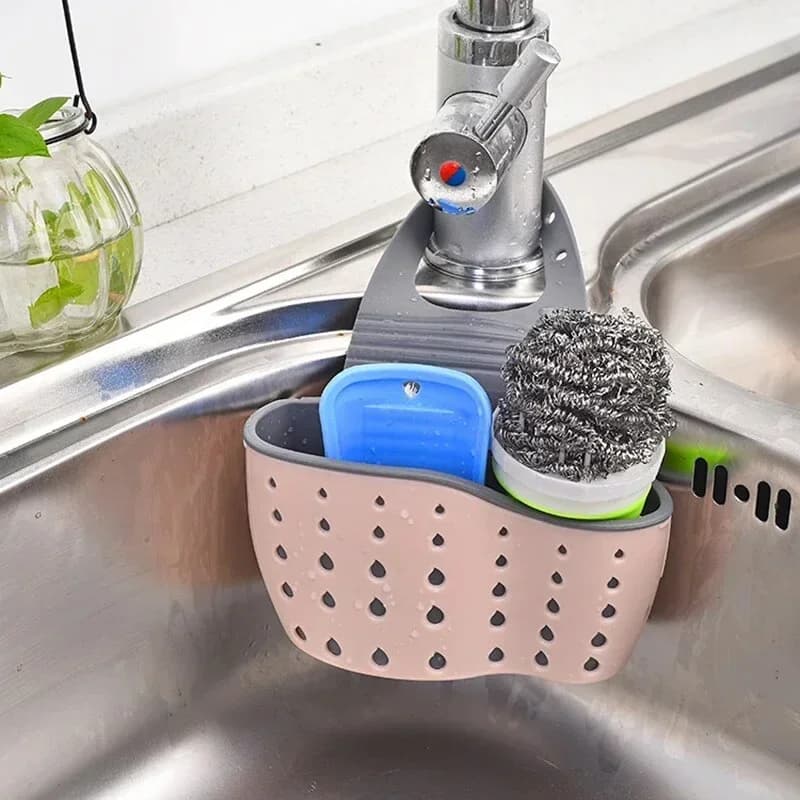 Giỏ Treo Bồn Rửa Chén Đựng Giẻ Rửa Bát & Xà Phòng Thoát Nước Tiện Lợi