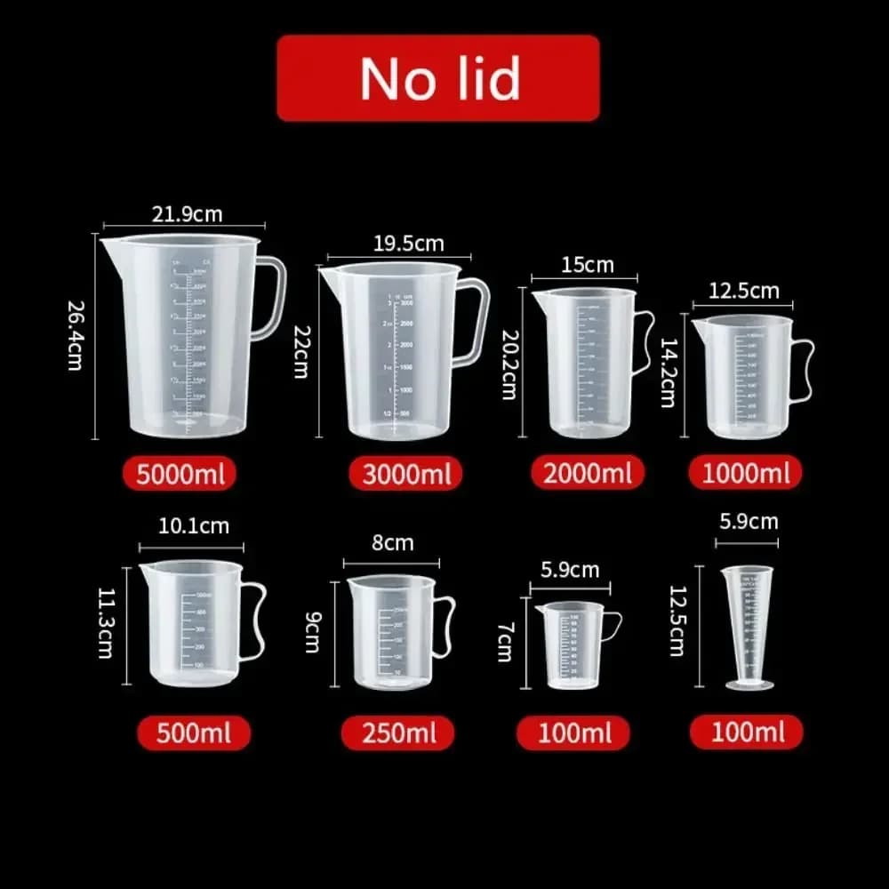 Ca đong định lượng chia vạch nhựa PC thực phẩm chịu nhiệt 100-5000ml cho nhà bếp và pha chế