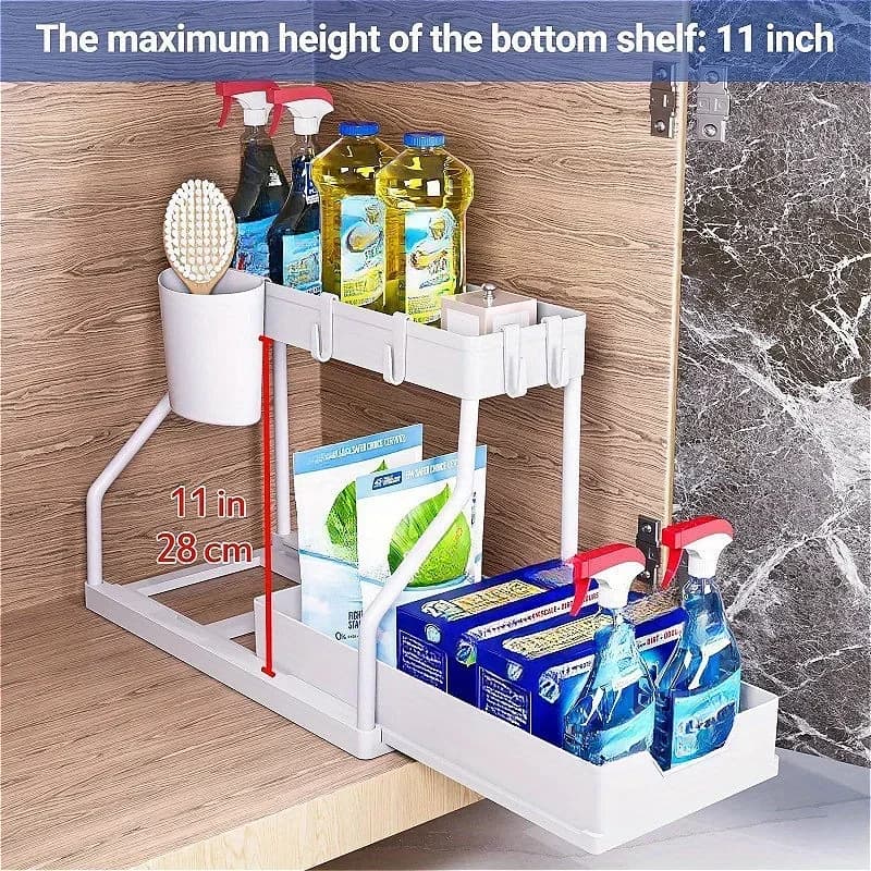 Kệ Kéo Nhiều Tầng Đa Năng Đựng Gia Vị Nhà Bếp, Đồ Dưới Bồn Rửa &amp; Nhà Tắm