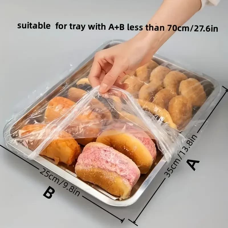 Bộ 50 màng bọc thực phẩm PE co giãn tái sử dụng - Nắp bọc bảo quản thực phẩm tiện lợi