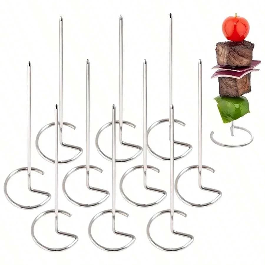 Bộ 10/20/30 Xiên Nướng BBQ Inox Tái Sử Dụng Cho Thịt Nướng Kebab Tiện Dụng