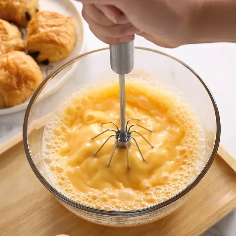 Cây đánh trứng bán tự động xoay tay, que đánh kem trộn bột làm bánh tiện lợi