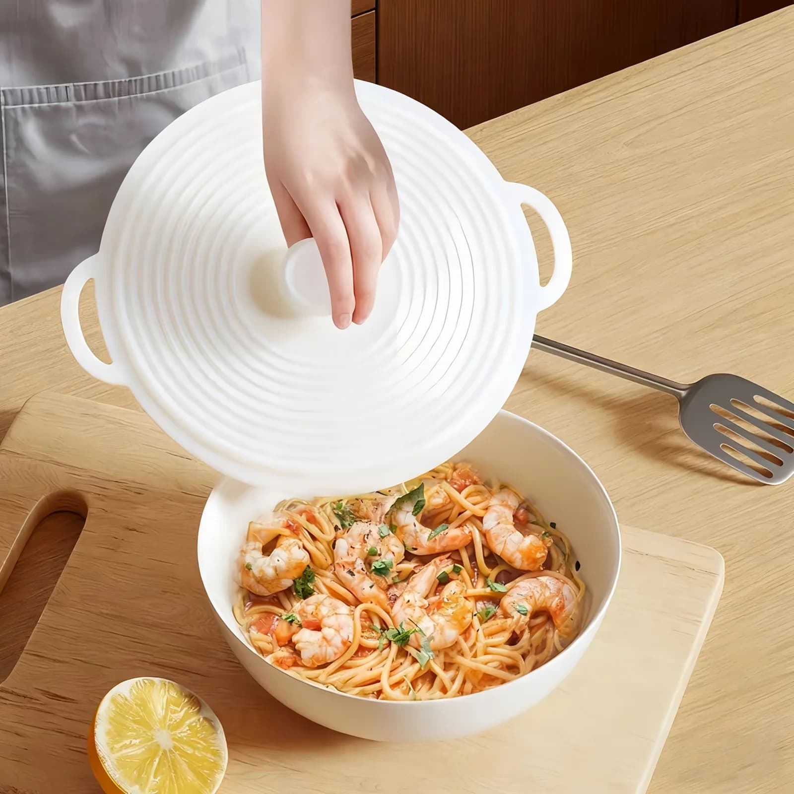 Bộ 3/6 Nắp Đậy Silicone Có Quai Cầm Kép Chịu Nhiệt Chống Bắn Lò Vi Sóng Tái Sử Dụng Cho Bát Đĩa Chảo