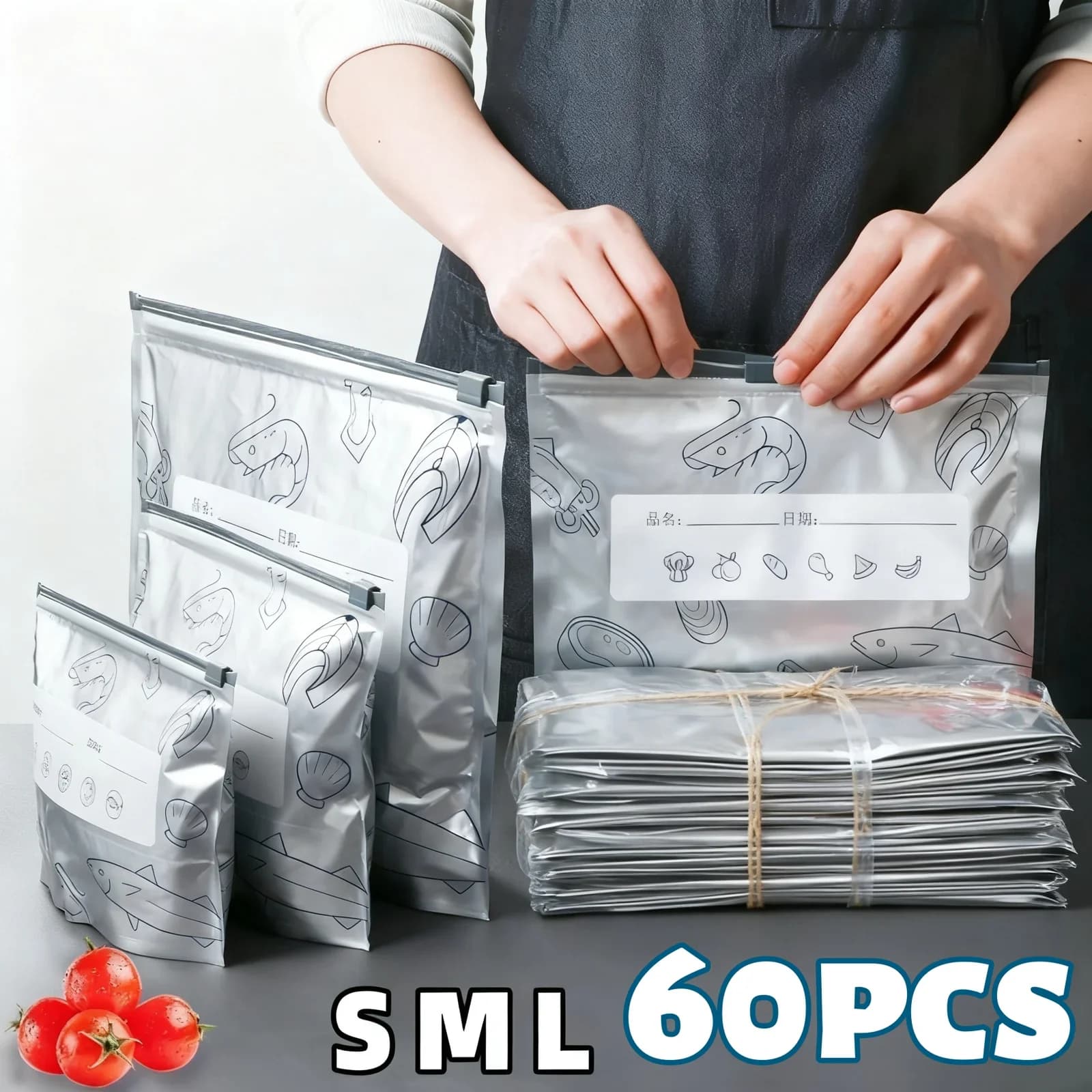 Túi Nhôm Đựng Thực Phẩm 10/60 Chiếc Túi Zip Bảo Quản Khử Mùi Tiện Lợi