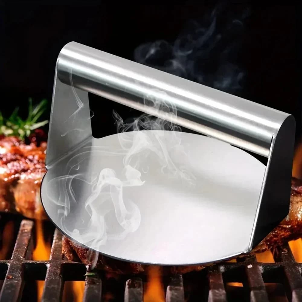 Khuôn ép thịt burger inox dày dặn | Dụng cụ nén thịt smash burger chống dính cho tiệc nướng BBQ