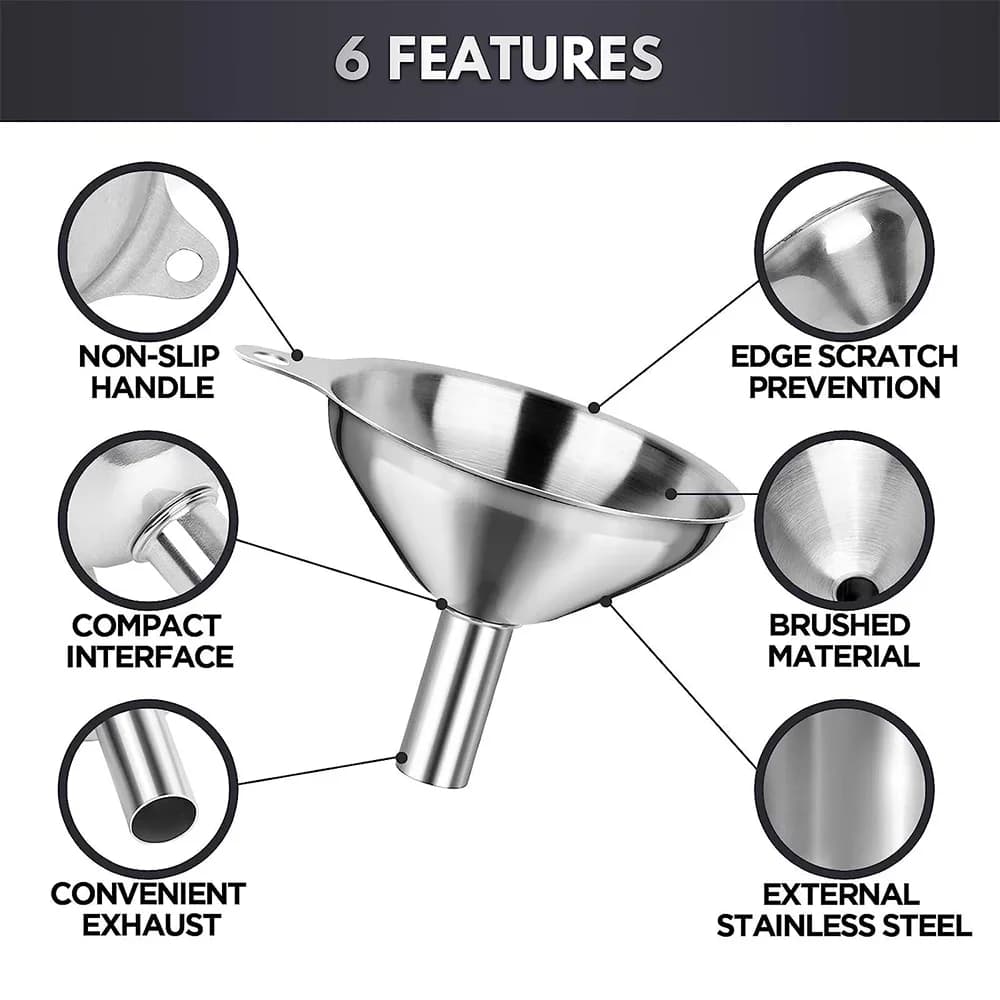 Bộ 3/5 Phễu Inox Rót Dầu Gia Vị Chất Liệu Thép Không Gỉ Cho Nhà Bếp