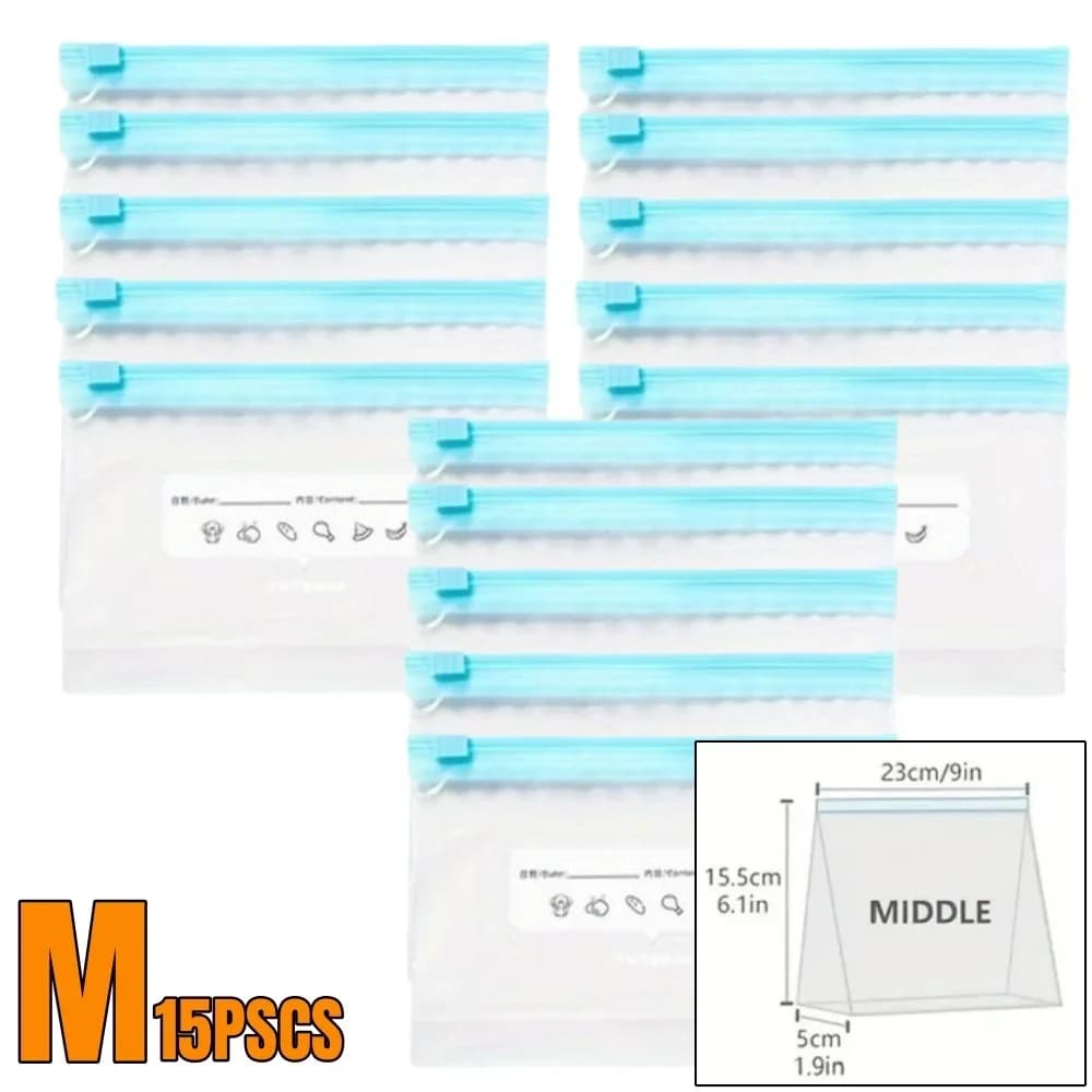 Set 10-90 túi zip bảo quản thực phẩm tươi sống chống rò rỉ trữ đông rau củ quả hạt thịt