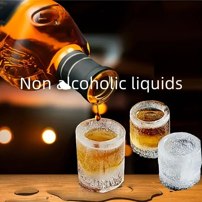 Khuôn Làm Đá Viên Silicone 4 Lỗ Dạng Nhấn Sáng Tạo Hình Cốc Tròn Dành Cho Rượu Whisky Bia Đồ Dùng Nhà Bếp Quầy Bar