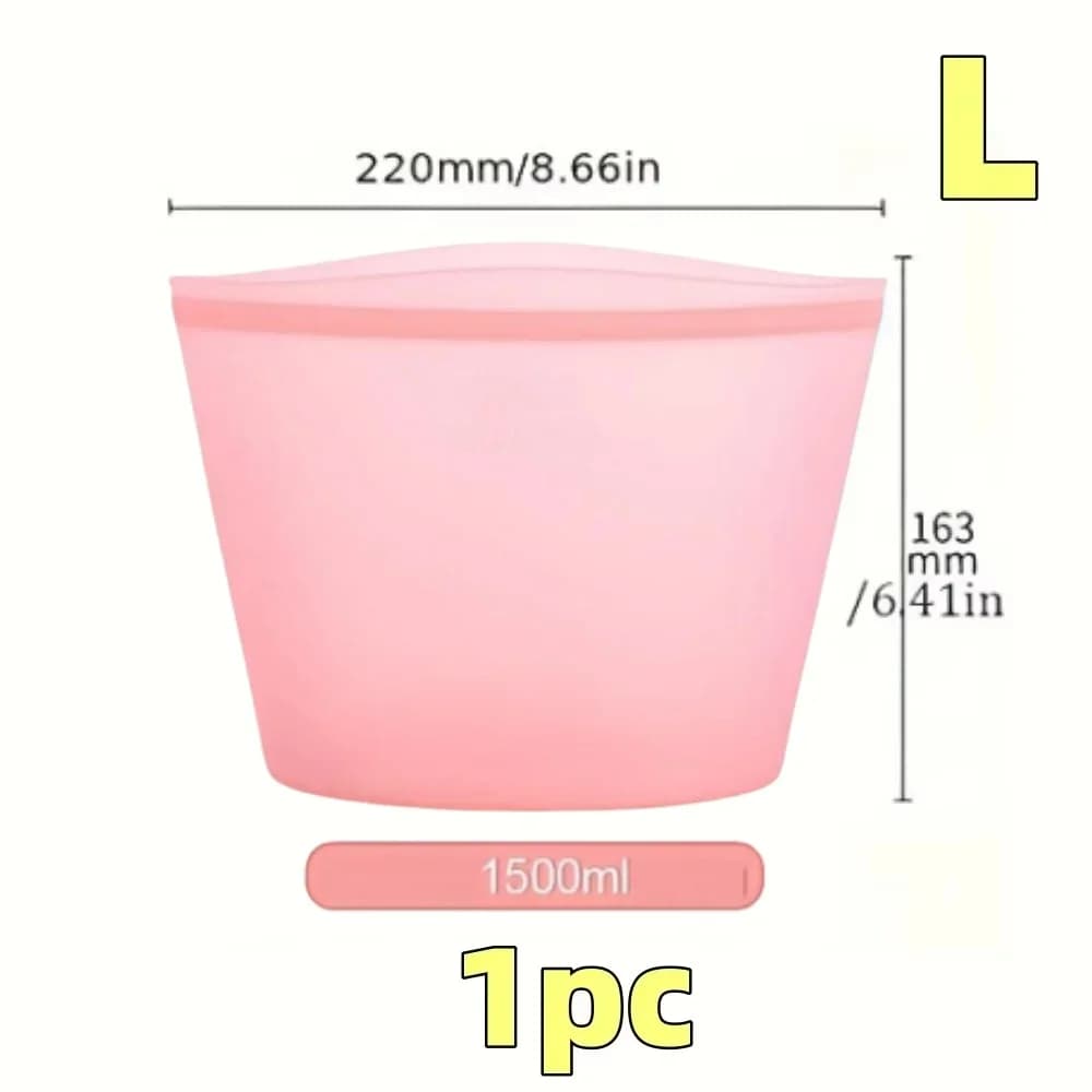 Set 1/3 Túi Silicon Đựng Thực Phẩm Ziplock Chống Rò Rỉ Bảo Quản Tủ Lạnh