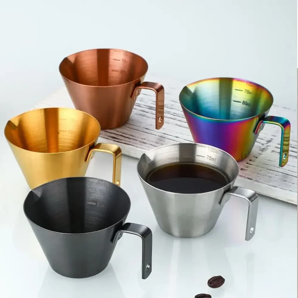 Cốc Đong Chiết Xuất Cà Phê Espresso Inox 304 Có Vạch Chia Tiện Lợi