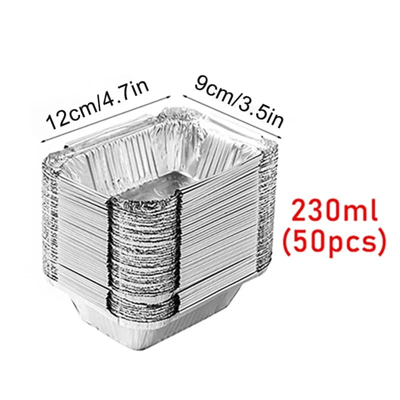 Set 50 khay giấy bạc nướng dùng một lần nhiều kích cỡ nướng, hâm nóng và trữ thực phẩm