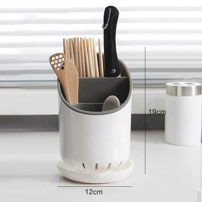 Ống Cắm Đũa Muỗng Dao Kèm Khay Hứng Nước Tiện Dụng Bằng Nhựa