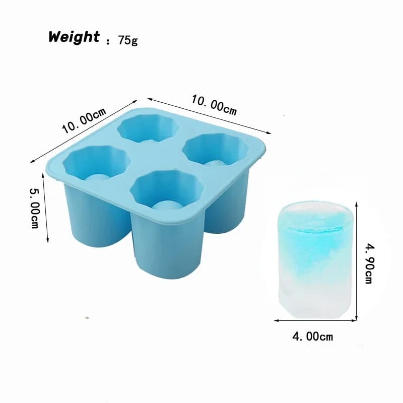 Khuôn Làm Đá Viên Silicone 4 Lỗ Dạng Nhấn Sáng Tạo Hình Cốc Tròn Dành Cho Rượu Whisky Bia Đồ Dùng Nhà Bếp Quầy Bar