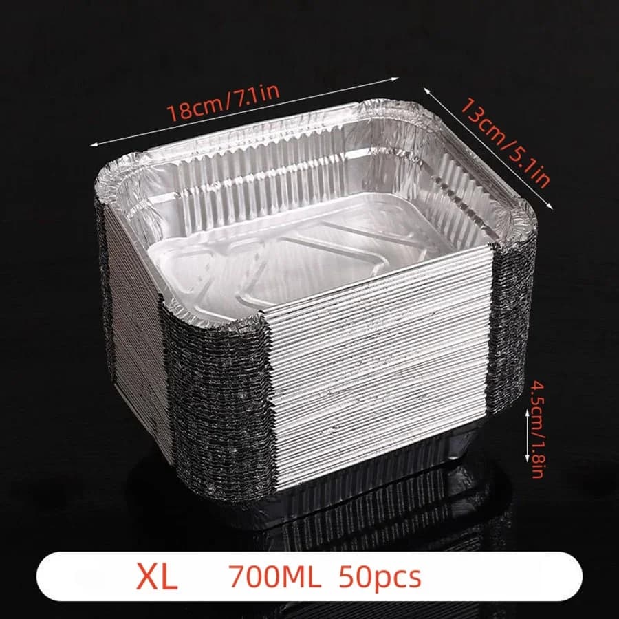 Set 50 khay giấy bạc nướng dùng một lần nhiều kích cỡ nướng, hâm nóng và trữ thực phẩm