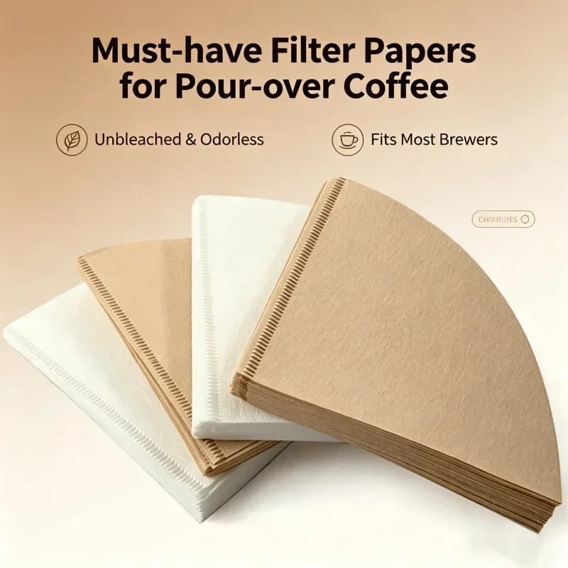 40/100 Tờ Giấy Lọc Cà Phê Chữ V V60 Không Tẩy Trắng Cho Pour Over Drip