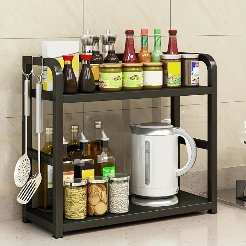 Kệ Kim Loại Để Bàn 2 Tầng Chống Gỉ Đựng Cà Phê, Ly Cốc & Gia Vị