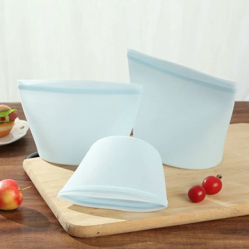 Set 1/3 Túi Silicon Đựng Thực Phẩm Ziplock Chống Rò Rỉ Bảo Quản Tủ Lạnh