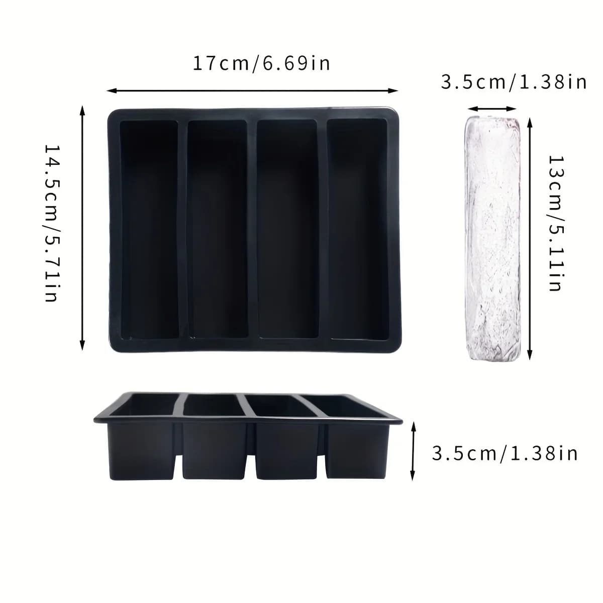 Bộ 1/4 khay làm đá que chữ nhật có nắp đậy xếp chồng tiện lợi cho bình nước