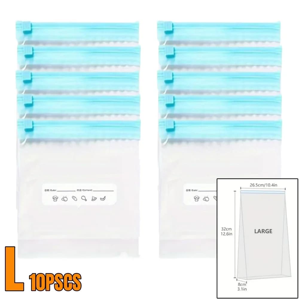 Set 10-90 túi zip bảo quản thực phẩm tươi sống chống rò rỉ trữ đông rau củ quả hạt thịt