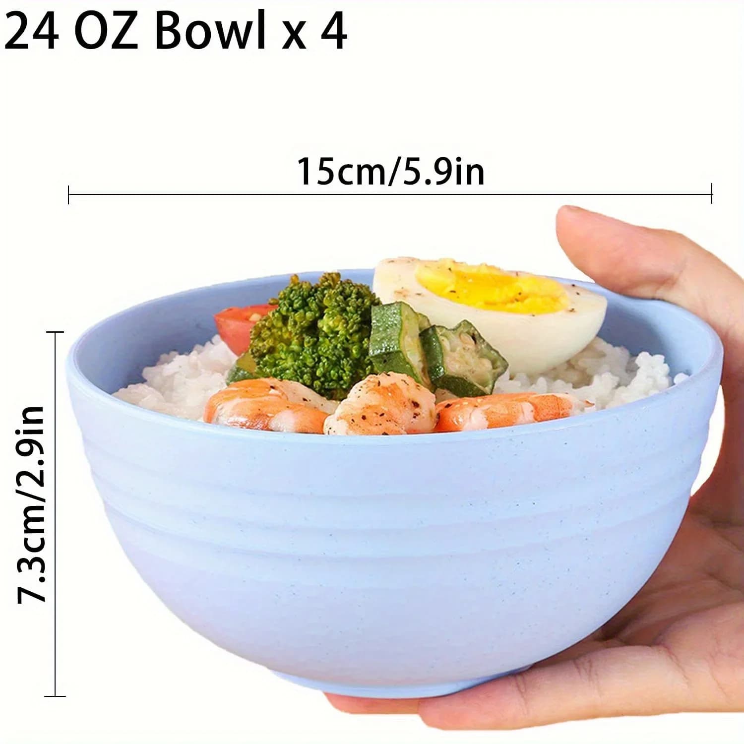 Bộ 4 Bát Nhựa PP 24 Ounce Không Vỡ Đựng Canh/Cơm/Ngũ Cốc Dùng Lò Vi Sóng