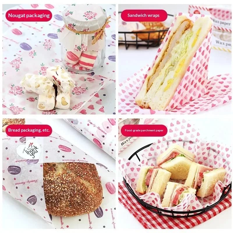 Set 50 tờ giấy nến gói thực phẩm chống thấm dầu cho bánh mì, sandwich, burger, khoai tây chiên
