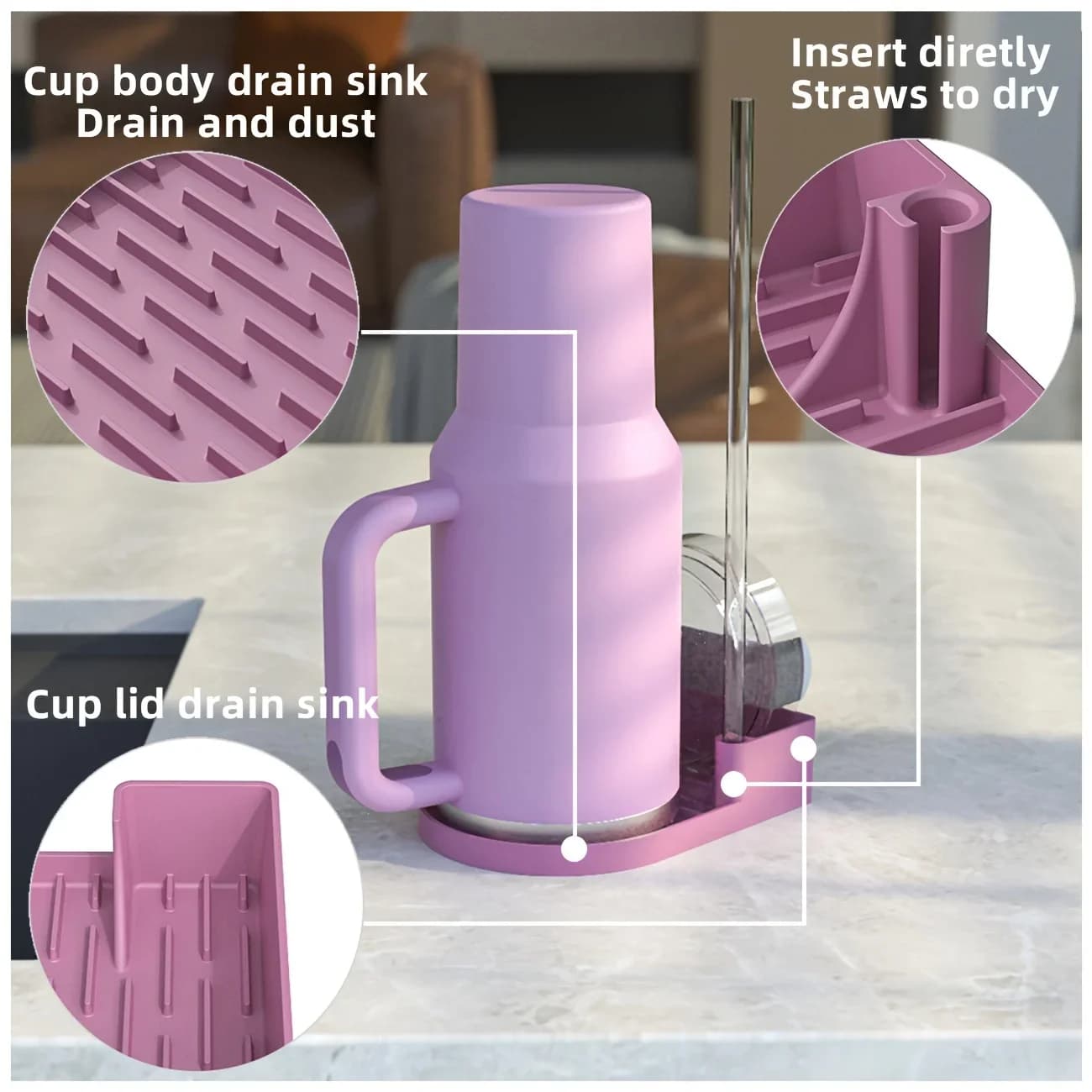 Giá úp ly silicone cao cấp ráo nước và cất giữ ly cốc