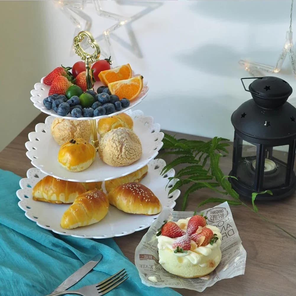 Kệ để bánh và hoa quả 3 tầng trưng bày tiệc sinh nhật, đám cưới