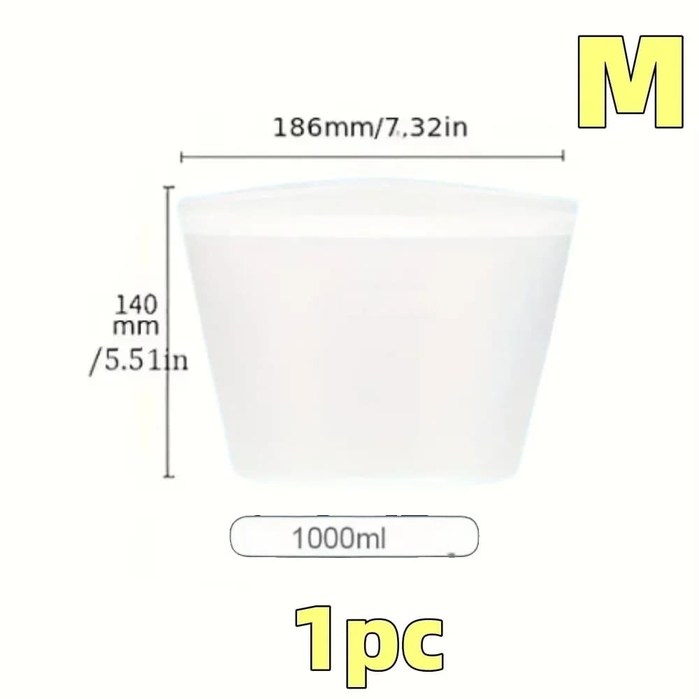 Set 1/3 Túi Silicon Đựng Thực Phẩm Ziplock Chống Rò Rỉ Bảo Quản Tủ Lạnh