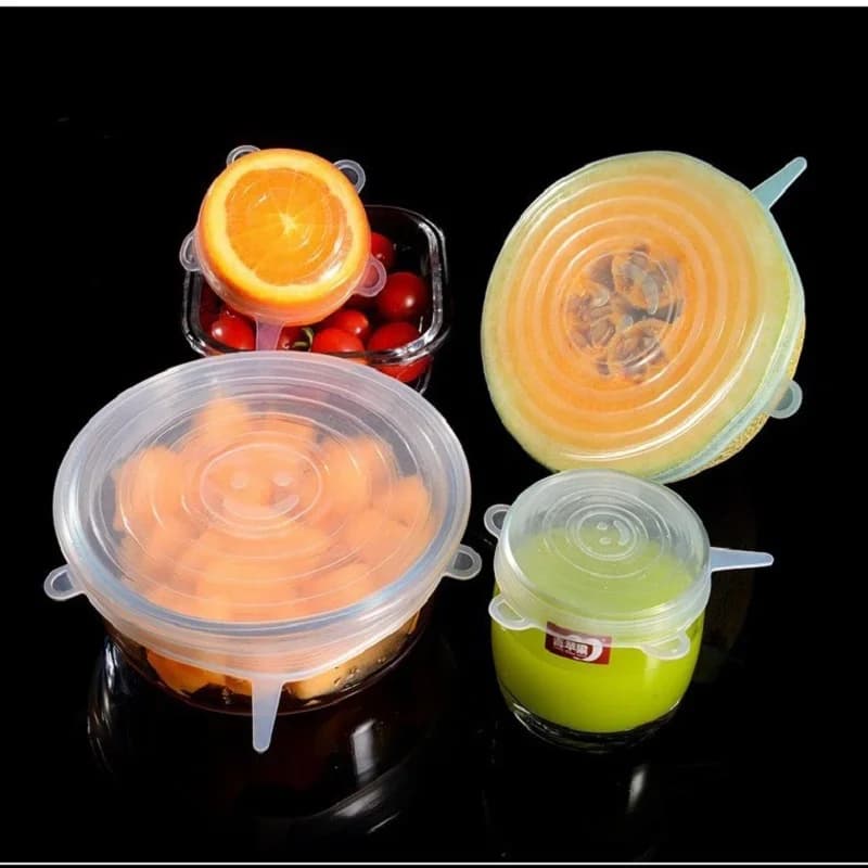 Bộ 6 nắp đậy thực phẩm silicon co giãn, nắp bọc bát tái sử dụng đa năng giữ tươi