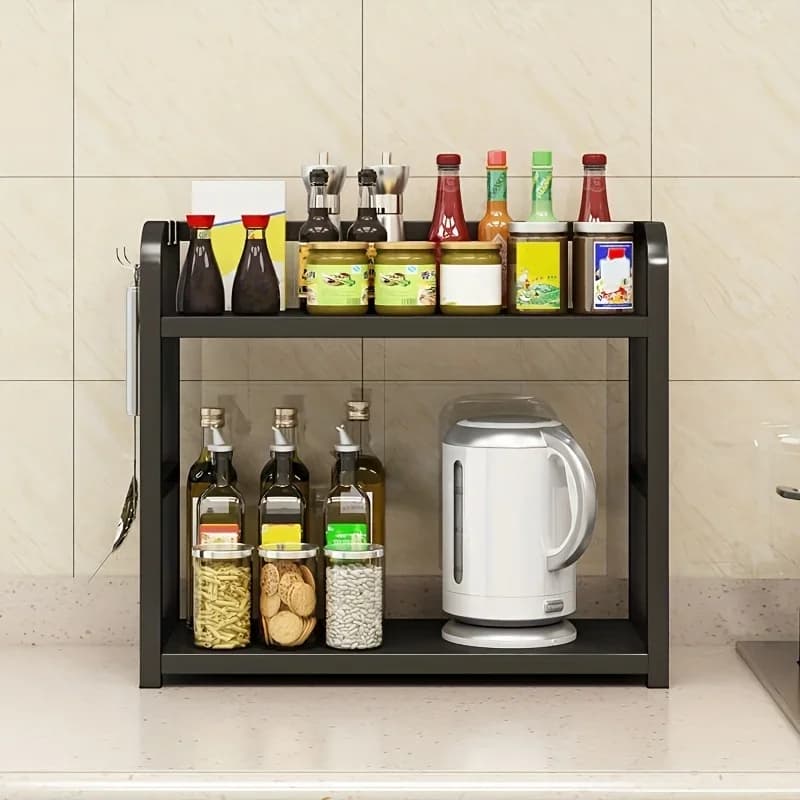 Kệ Kim Loại Để Bàn 2 Tầng Chống Gỉ Đựng Cà Phê, Ly Cốc & Gia Vị
